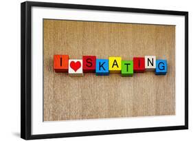 Skating - Sign for Ice and Roller Skating and Skateboarding-EdSamuel-Framed Photographic Print