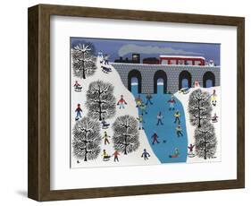 Skating under the Train Trestle-Gordon Barker-Framed Giclee Print