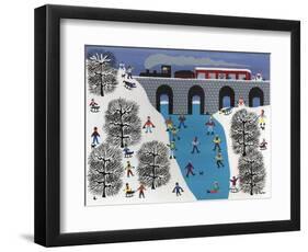 Skating under the Train Trestle-Gordon Barker-Framed Giclee Print