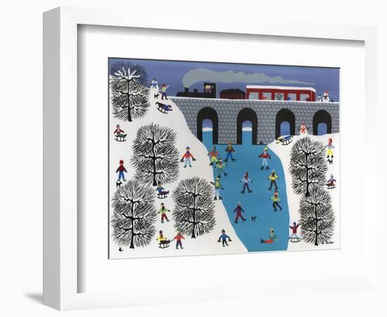 Skating under the Train Trestle-Gordon Barker-Framed Giclee Print