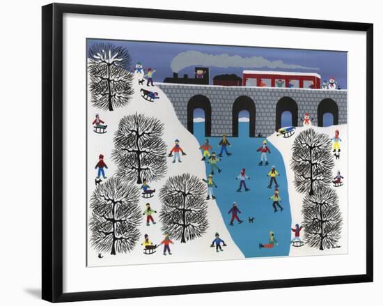 Skating under the Train Trestle-Gordon Barker-Framed Giclee Print