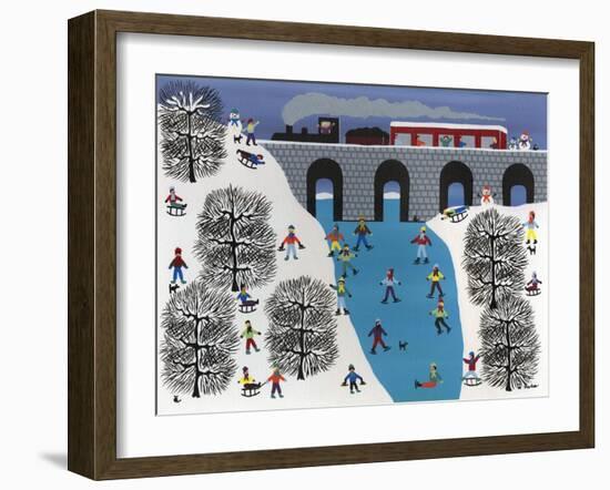 Skating under the Train Trestle-Gordon Barker-Framed Giclee Print