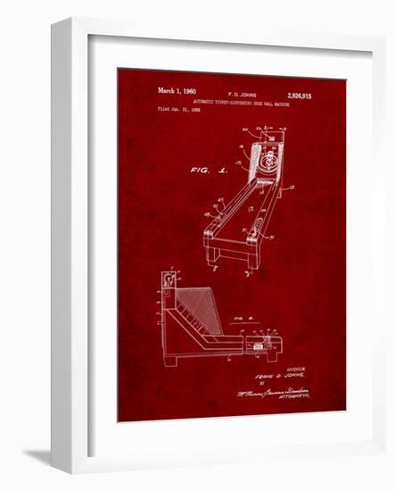 Skee Ball Patent-Cole Borders-Framed Art Print