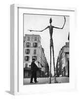 Skeletal Giacometti Sculpture on Parisian Street-Gordon Parks-Framed Photographic Print