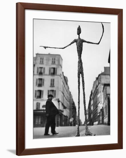 Skeletal Giacometti Sculpture on Parisian Street-Gordon Parks-Framed Photographic Print