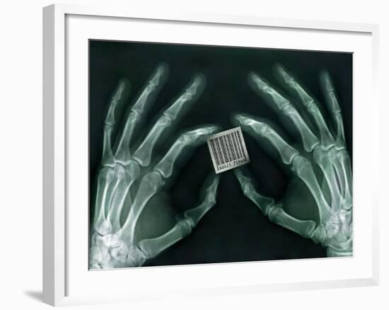 Skeletal Hands Holding Barcode-Thom Lang-Framed Photographic Print