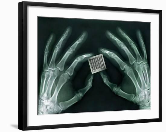 Skeletal Hands Holding Barcode-Thom Lang-Framed Photographic Print