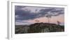 Skeletal trees atop crags at twilight at Holme Fell, Lake District National Park, Cumbria, England,-Jon Gibbs-Framed Photographic Print