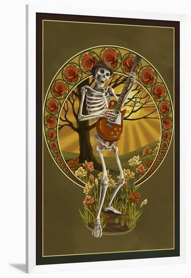 Skeleton and Guitar-Lantern Press-Framed Art Print