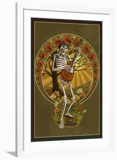 Skeleton and Guitar-Lantern Press-Framed Art Print