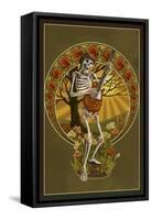 Skeleton and Guitar-Lantern Press-Framed Stretched Canvas