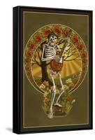 Skeleton and Guitar-Lantern Press-Framed Stretched Canvas