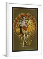 Skeleton and Guitar-Lantern Press-Framed Art Print