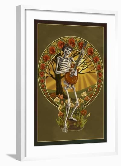 Skeleton and Guitar-Lantern Press-Framed Art Print