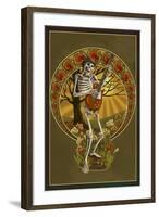 Skeleton and Guitar-Lantern Press-Framed Art Print