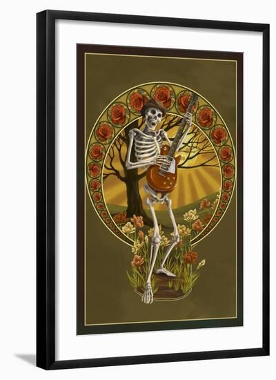 Skeleton and Guitar-Lantern Press-Framed Art Print