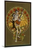 Skeleton and Guitar-Lantern Press-Mounted Art Print