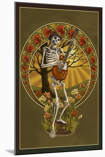 Skeleton and Guitar-Lantern Press-Mounted Art Print