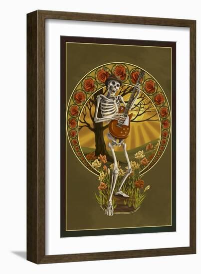 Skeleton and Guitar-Lantern Press-Framed Art Print