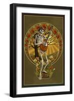 Skeleton and Guitar-Lantern Press-Framed Art Print