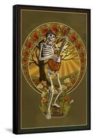 Skeleton and Guitar-Lantern Press-Framed Stretched Canvas