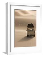 Skeleton Coast, Namibia. Land Rover Venturing Out over the Sand Dunes-Janet Muir-Framed Photographic Print