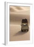 Skeleton Coast, Namibia. Land Rover Venturing Out over the Sand Dunes-Janet Muir-Framed Photographic Print
