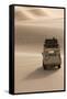 Skeleton Coast, Namibia. Land Rover Venturing Out over the Sand Dunes-Janet Muir-Framed Stretched Canvas