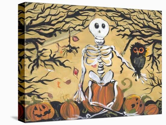 Skeleton Holding Baby Owl-sylvia pimental-Stretched Canvas