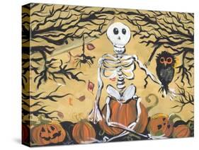 Skeleton Holding Baby Owl-sylvia pimental-Stretched Canvas