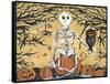 Skeleton Holding Baby Owl-sylvia pimental-Framed Stretched Canvas