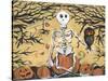 Skeleton Holding Baby Owl-sylvia pimental-Stretched Canvas