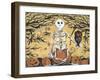 Skeleton Holding Baby Owl-sylvia pimental-Framed Art Print