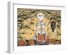 Skeleton Holding Baby Owl-sylvia pimental-Framed Art Print