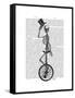 Skeleton on Unicycle-Fab Funky-Framed Stretched Canvas