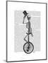 Skeleton on Unicycle-Fab Funky-Mounted Art Print