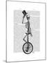 Skeleton on Unicycle-Fab Funky-Mounted Art Print