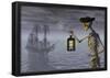 Skeleton Pirate With Ghost Ship-null-Framed Poster