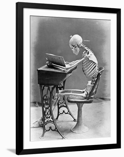 Skeleton Reading at Desk-Bettmann-Framed Photographic Print