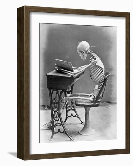 Skeleton Reading at Desk-Bettmann-Framed Photographic Print