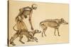 Skeletons of Man, Dog, Wild Boar, 1860-Science Source-Stretched Canvas