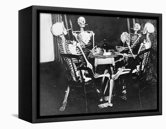 Skeletons Smoking While Playing Bridge-null-Framed Stretched Canvas