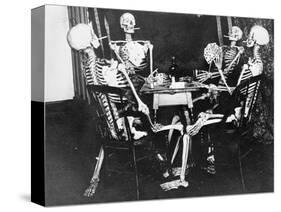 Skeletons Smoking While Playing Bridge-null-Stretched Canvas