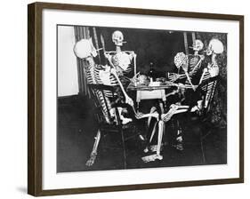 Skeletons Smoking While Playing Bridge-null-Framed Photographic Print