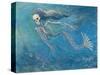 Skelly Mermaid-Marie Marfia-Stretched Canvas