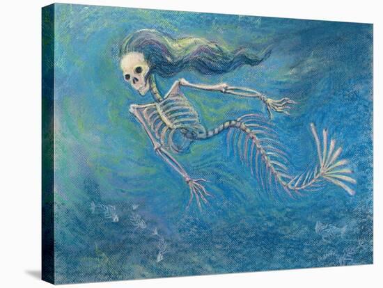 Skelly Mermaid-Marie Marfia-Stretched Canvas