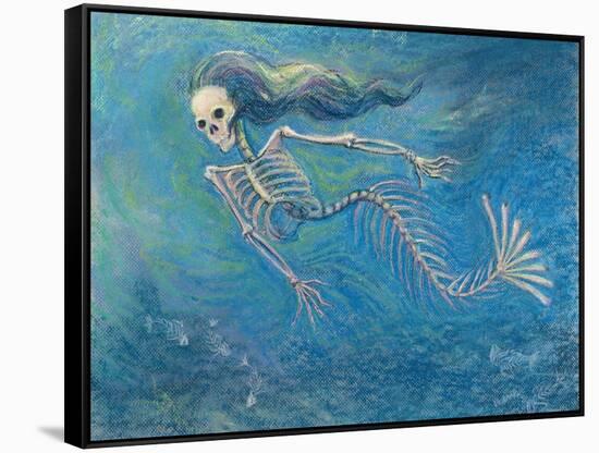 Skelly Mermaid-Marie Marfia-Framed Stretched Canvas