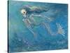 Skelly Mermaid-Marie Marfia-Stretched Canvas