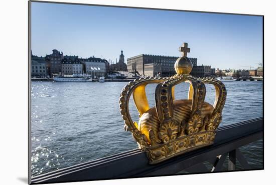 Skeppsholmsbron Bridge, Crown, Gilded, View on Stockholm Castle-Frina-Mounted Photographic Print