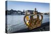 Skeppsholmsbron Bridge, Crown, Gilded, View on Stockholm Castle-Frina-Stretched Canvas